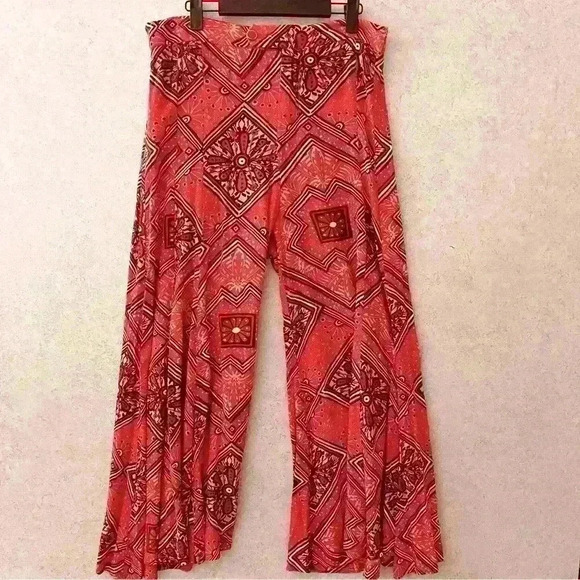 ANTHROPOLOGIE WIDE LEG COLORFULLY DETAILED FLOWING BOHO HIPSTER.SIZE 6 - Picture 1 of 10